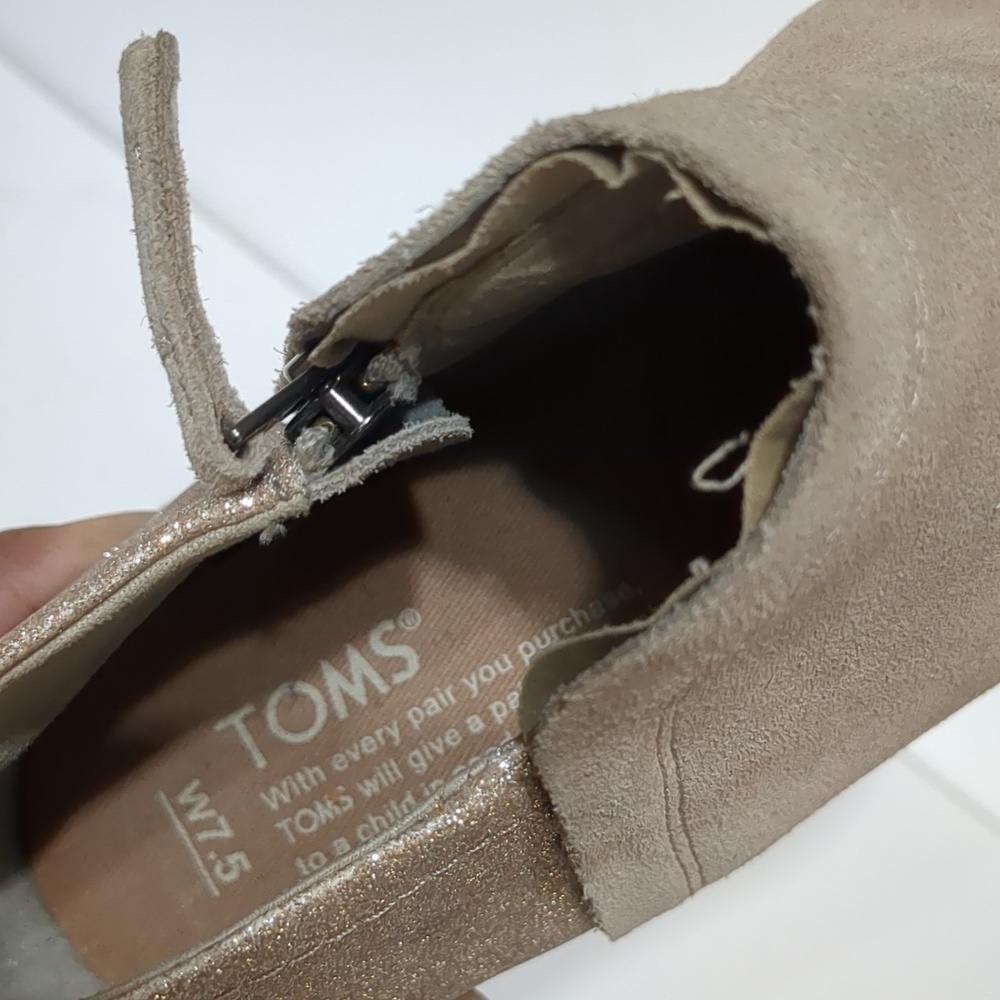 TOMS Deia Oxford Suede Glimmer Ankle Booties 7.5 - Picture 7 of 8